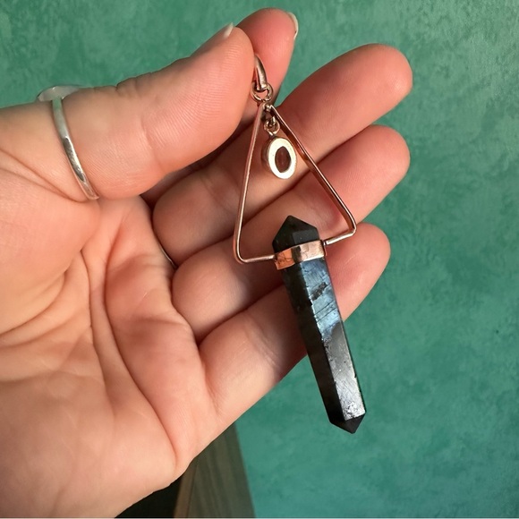 Amethyst and larvakite copper pendant - Picture 3 of 3